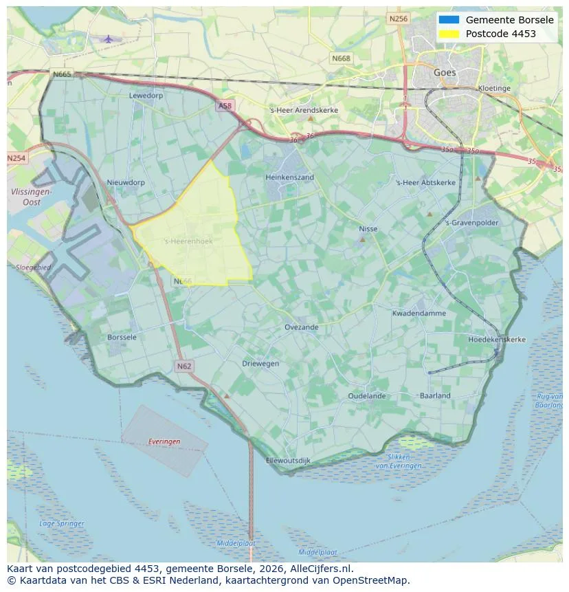 Postcodekaart voor 4453