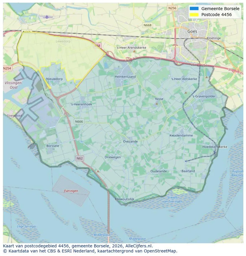 Postcodekaart voor 4456