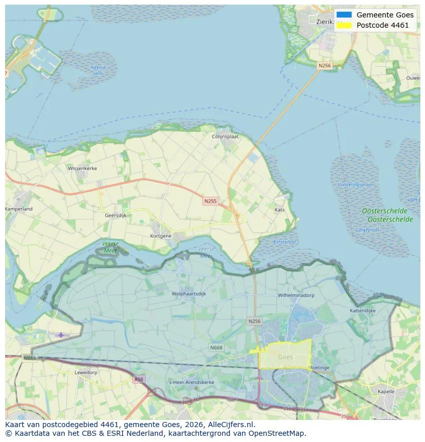 Postcodekaart voor 4461