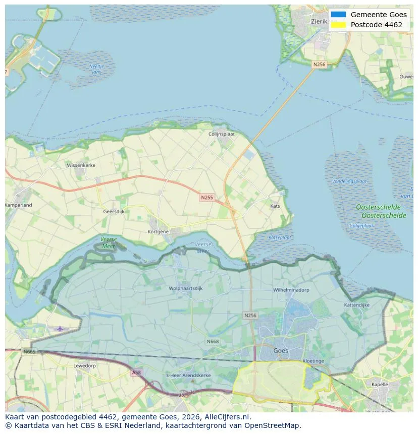 Postcodekaart voor 4462