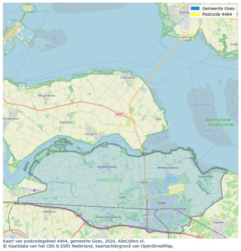 Postcodekaart voor 4464