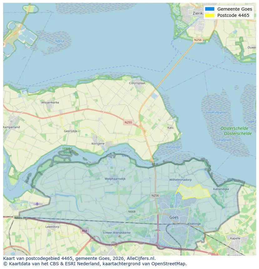 Postcodekaart voor 4465
