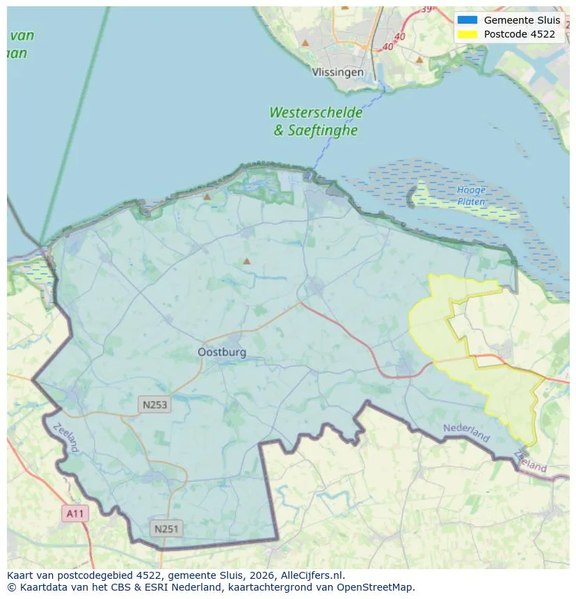 Postcodekaart voor 4522