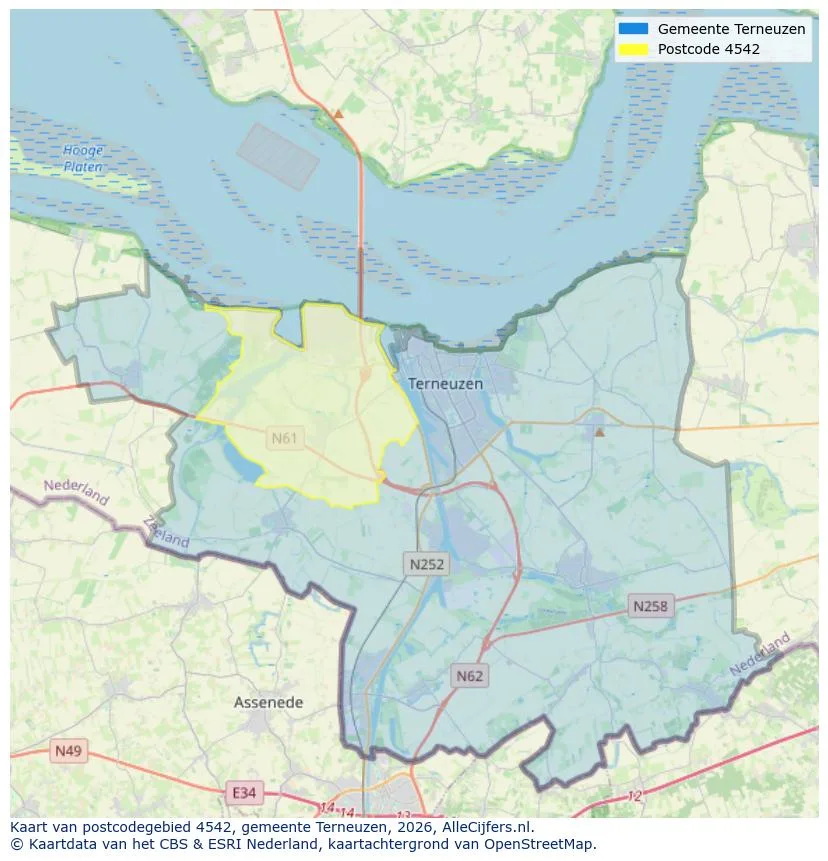 Postcodekaart voor 4542