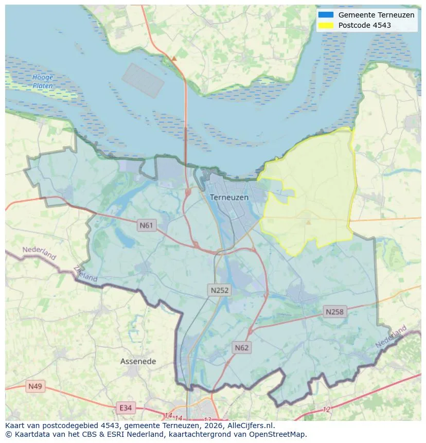 Postcodekaart voor 4543
