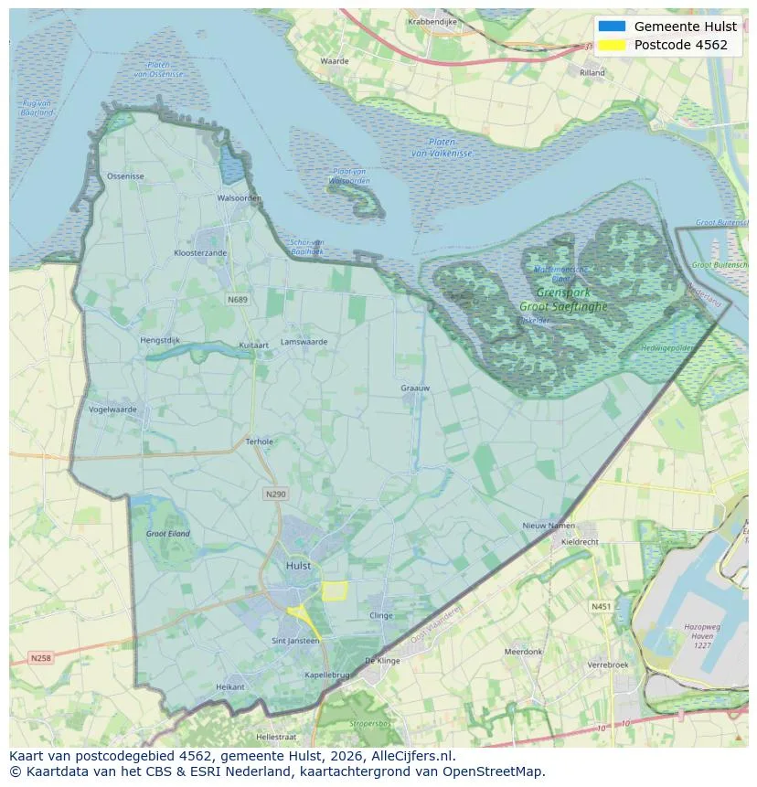 Postcodekaart voor 4562