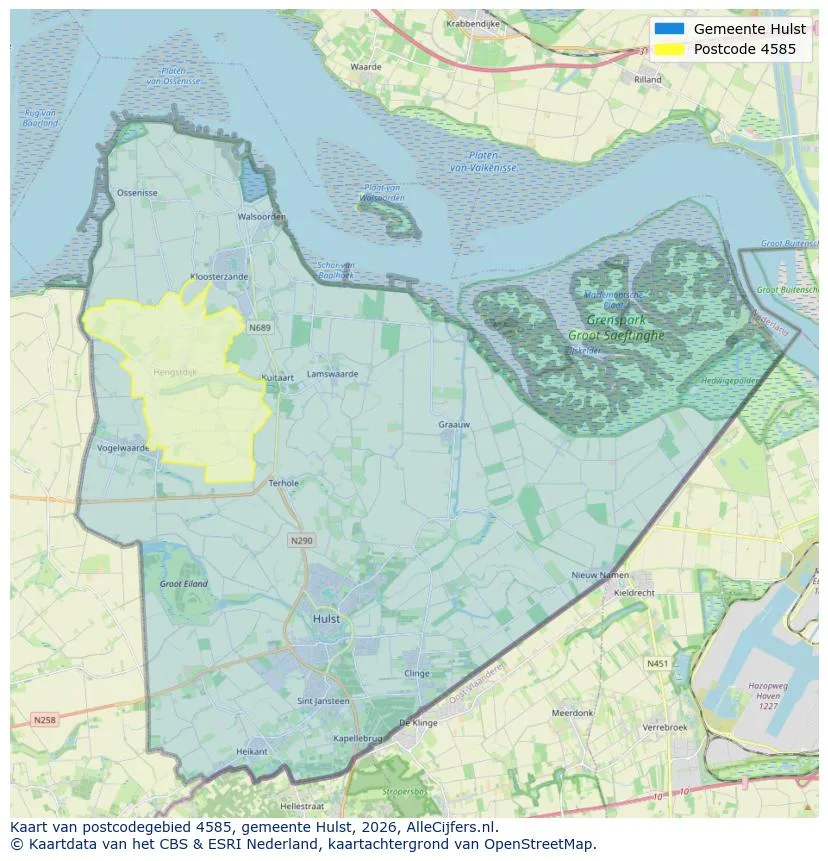 Postcodekaart voor 4585