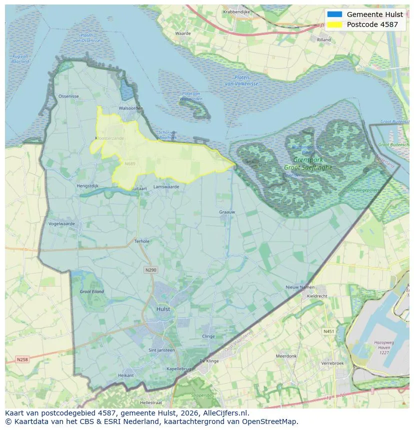 Postcodekaart voor 4587