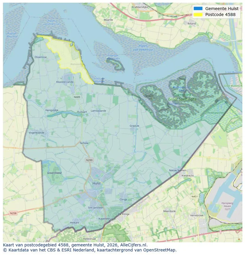 Postcodekaart voor 4588