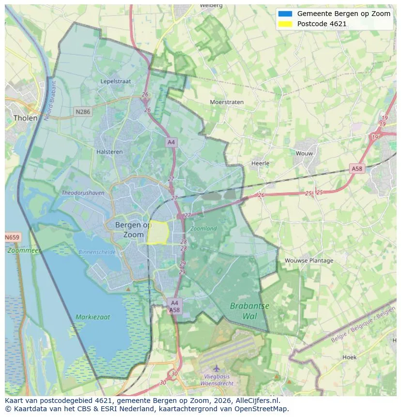 Postcodekaart voor 4621