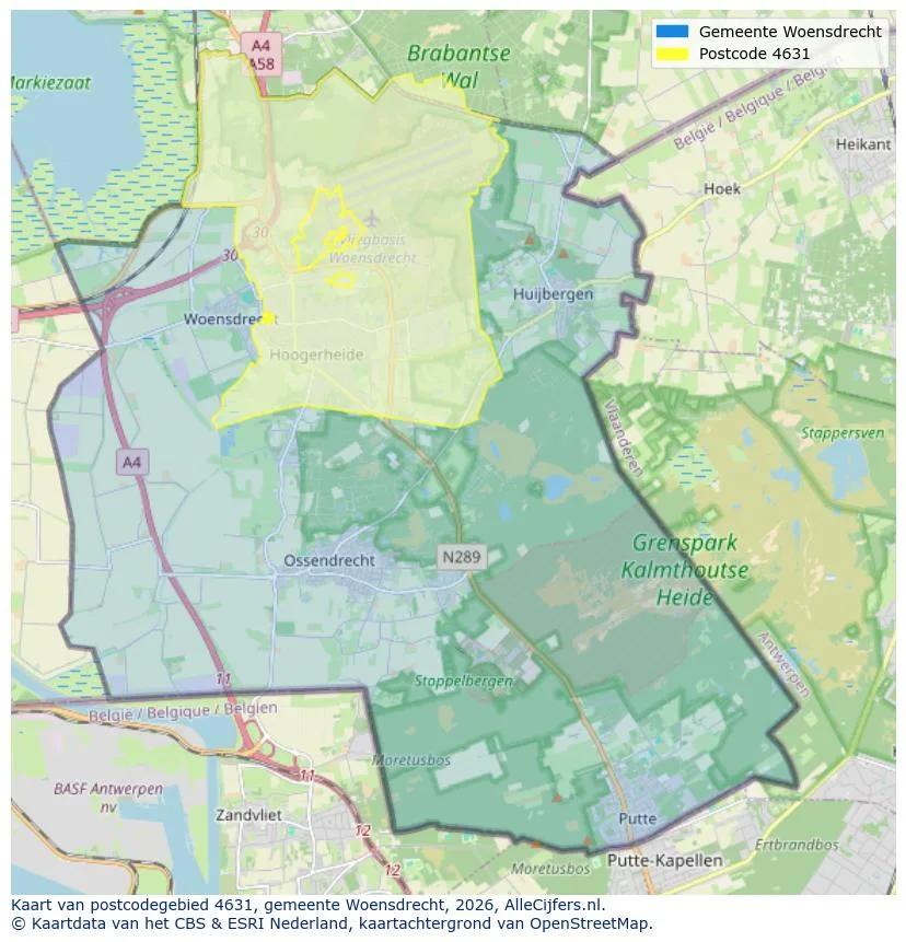 Postcodekaart voor 4631