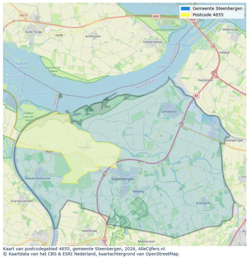 Postcodekaart voor 4655