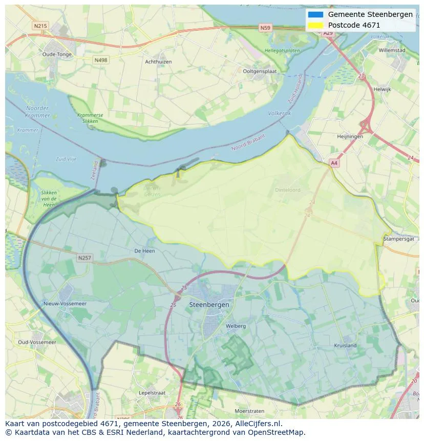 Postcodekaart voor 4671