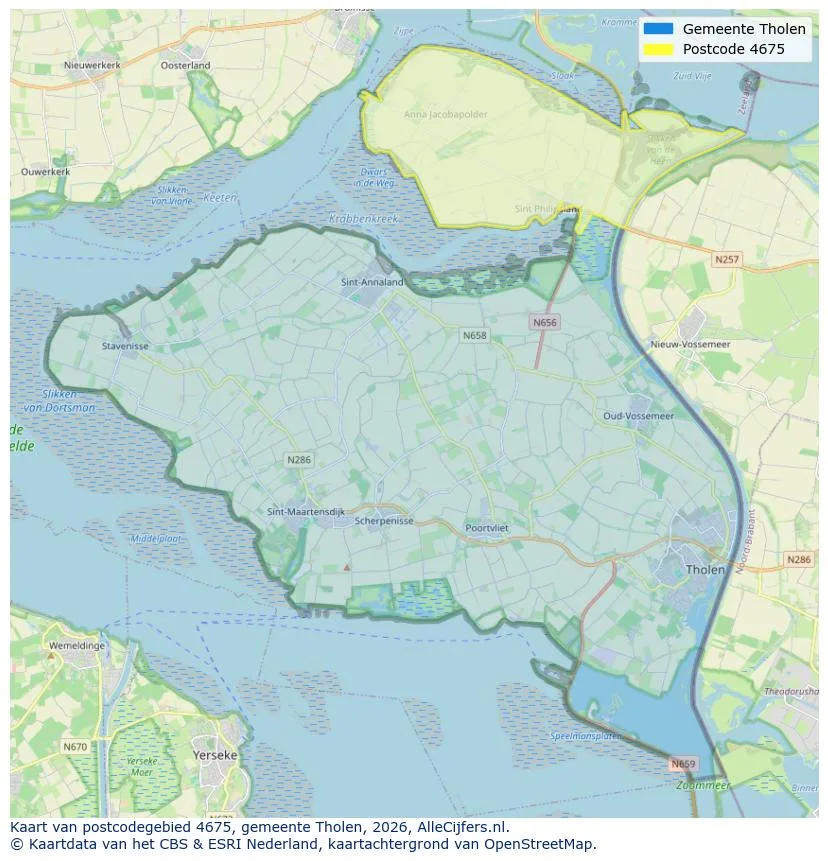 Postcodekaart voor 4675