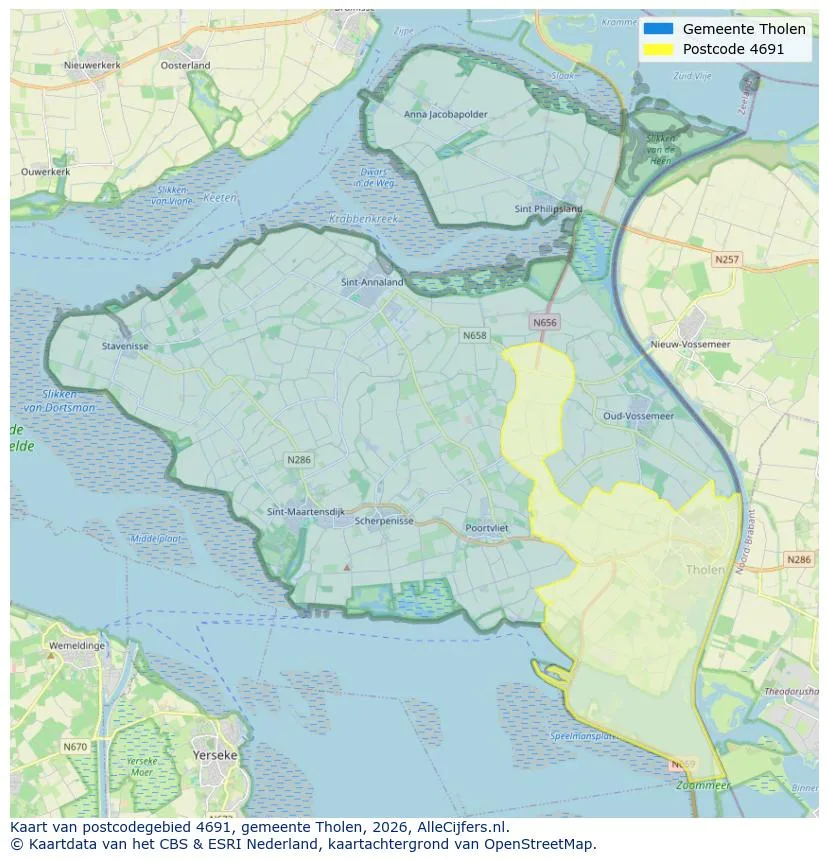 Postcodekaart voor 4691