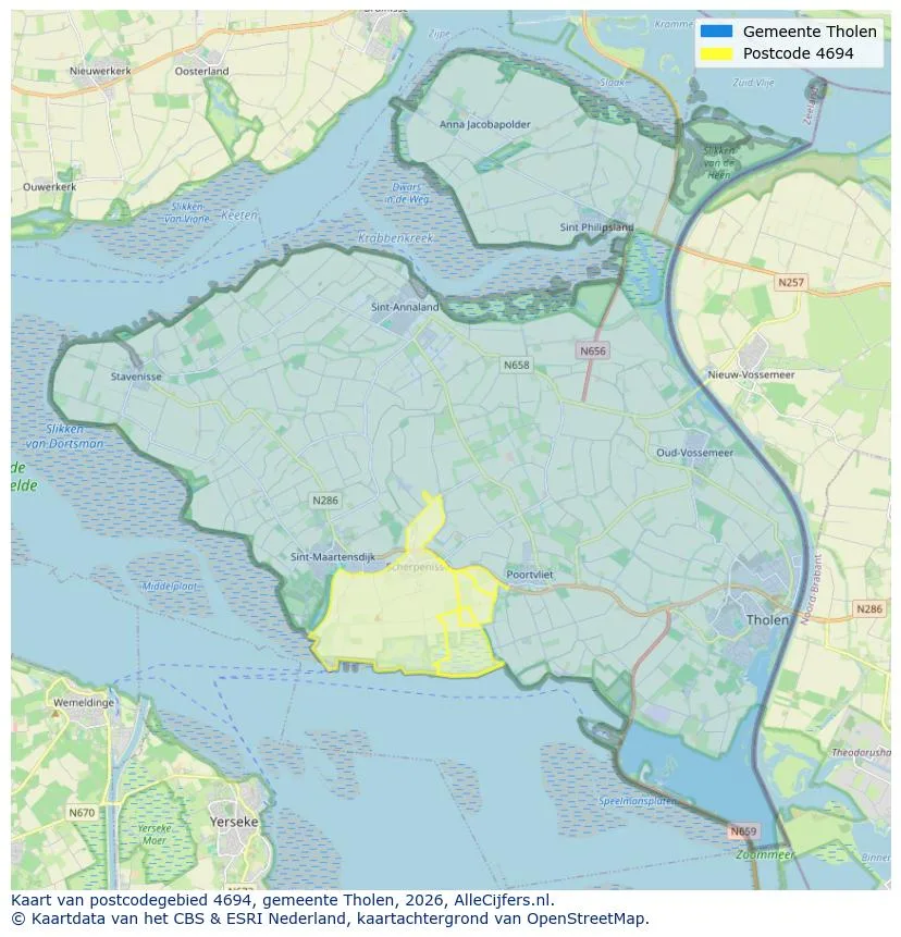 Postcodekaart voor 4694