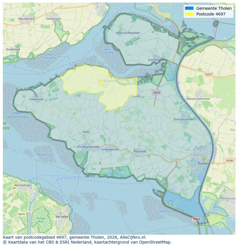 Postcodekaart voor 4697