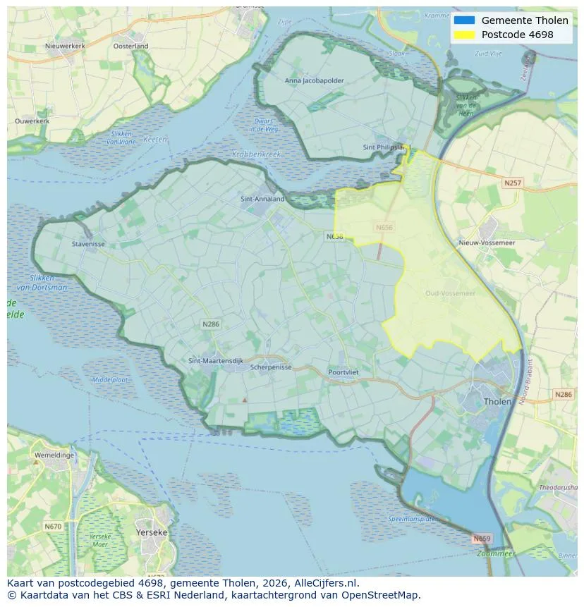 Postcodekaart voor 4698