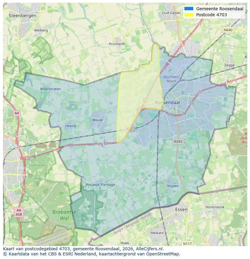 Postcodekaart voor 4703