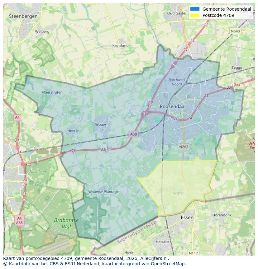 Postcodekaart voor 4709