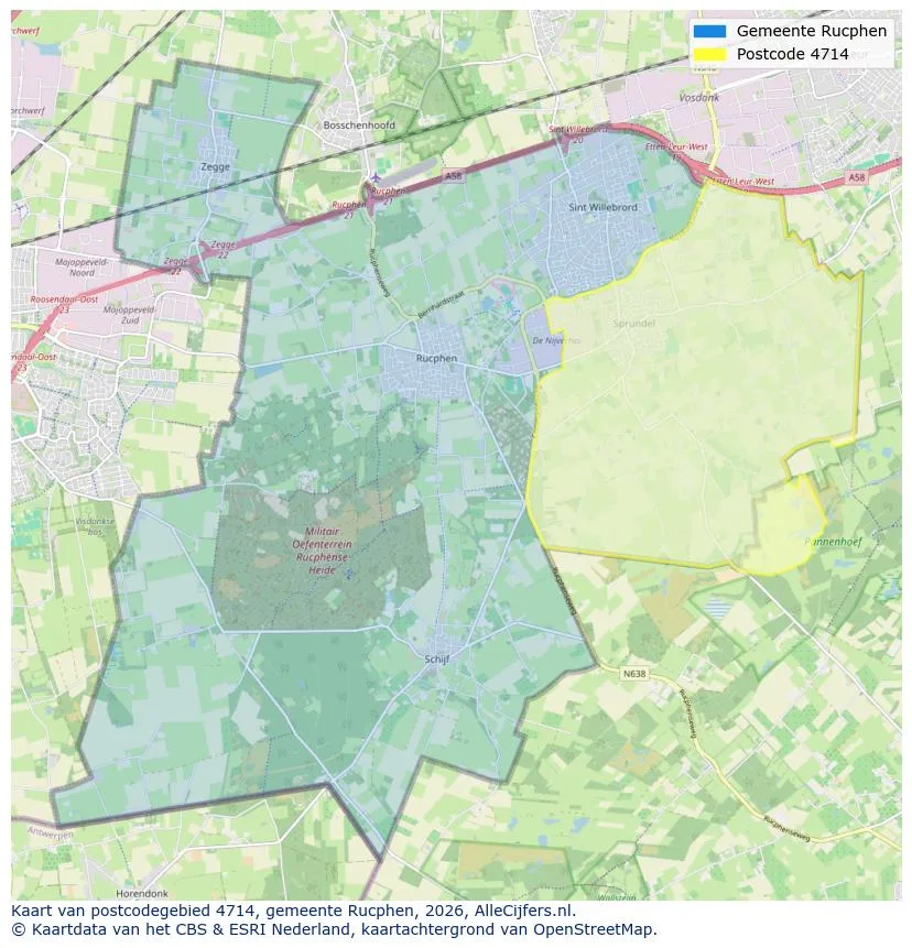 Postcodekaart voor 4714