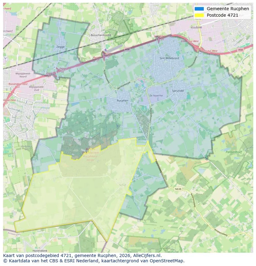 Postcodekaart voor 4721