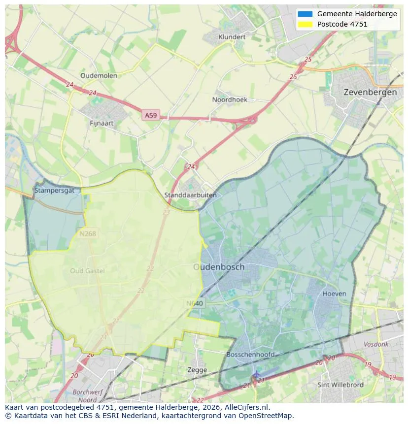Postcodekaart voor 4751