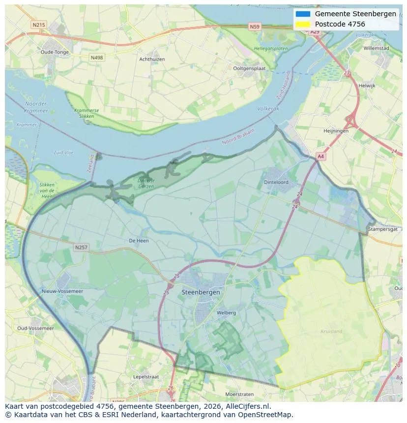 Postcodekaart voor 4756