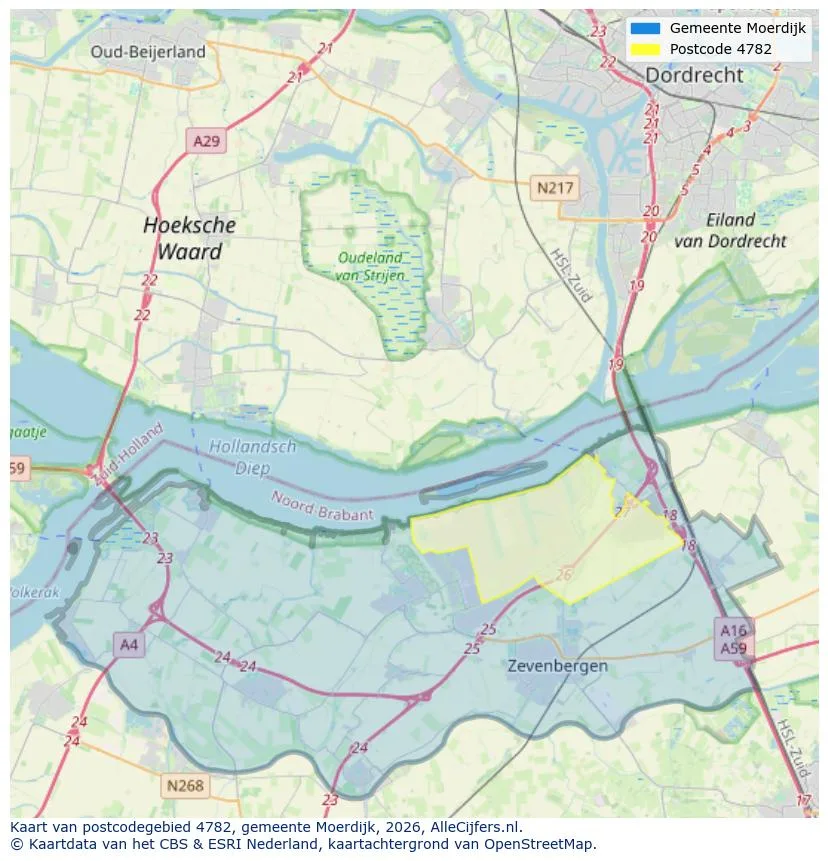Postcodekaart voor 4782