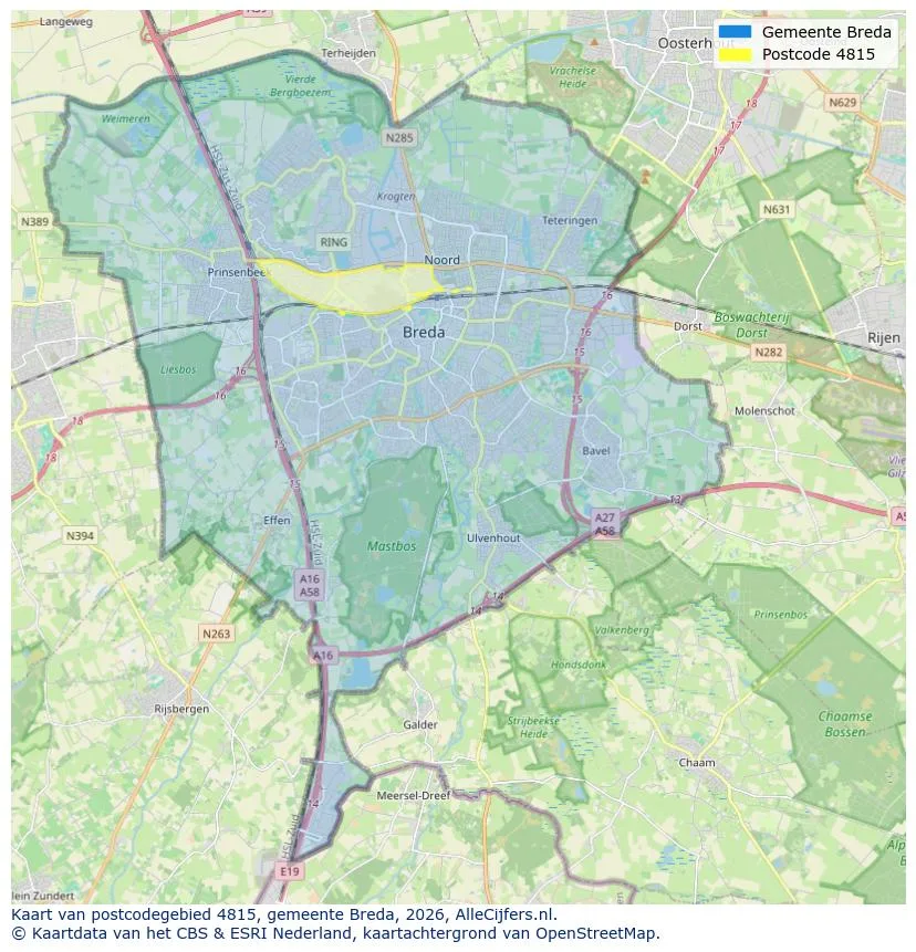 Mapa de códigos postales para 4815