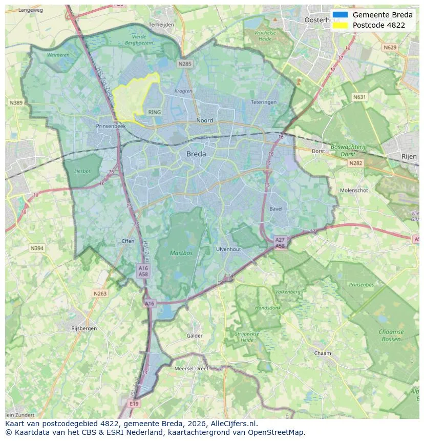 Mapa de códigos postales para 4822