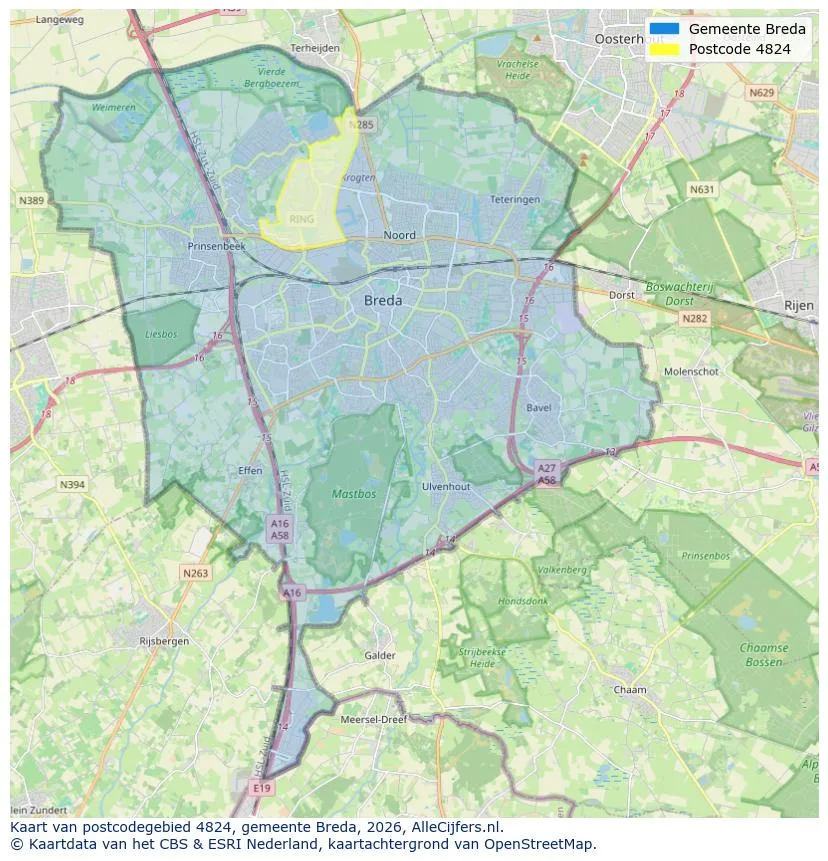 Postcodekaart voor 4824