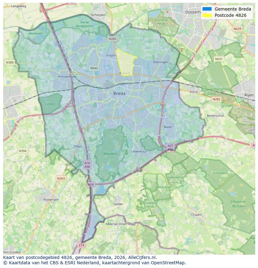 Postcodekaart voor 4826