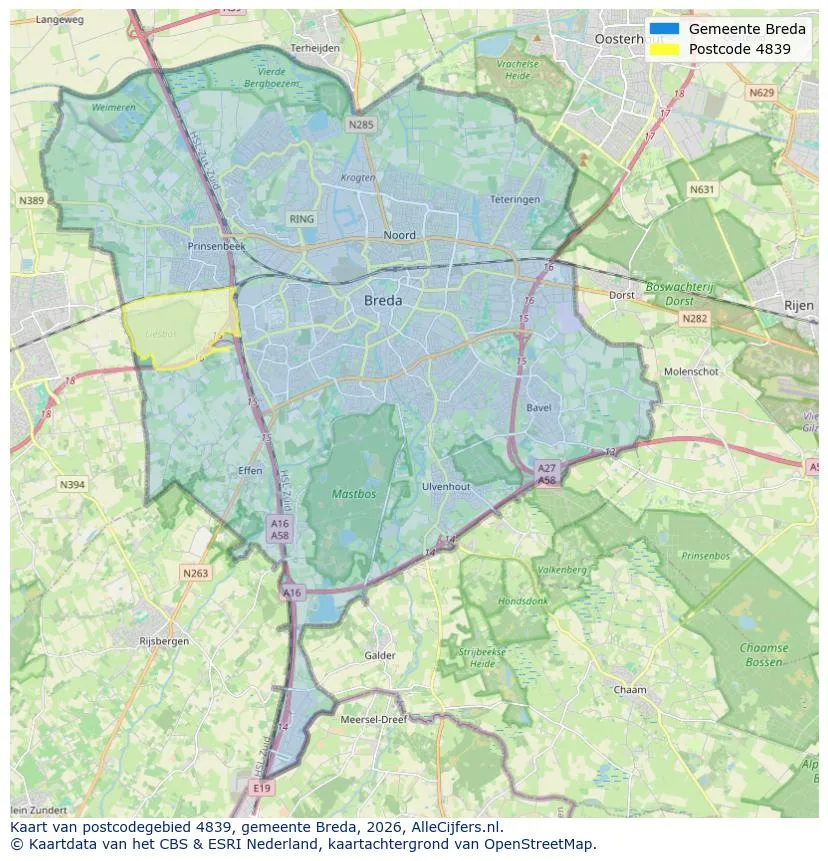 Postcodekaart voor 4839