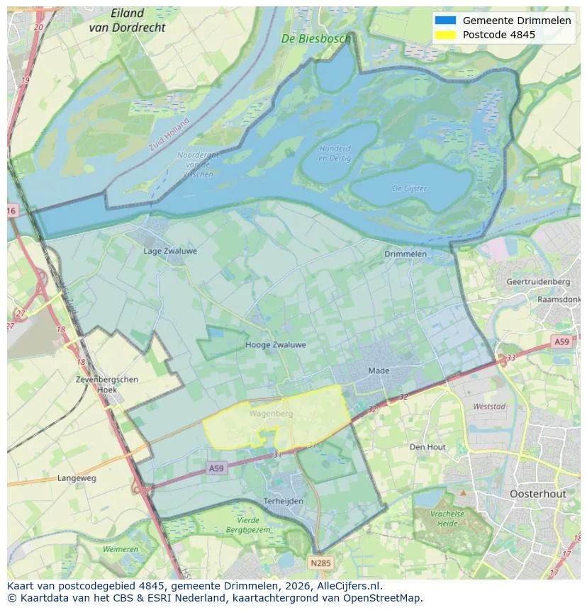 Postcodekaart voor 4845
