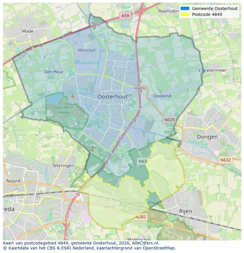 Postcodekaart voor 4849