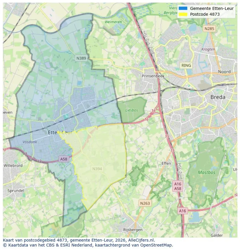 Postcodekaart voor 4873