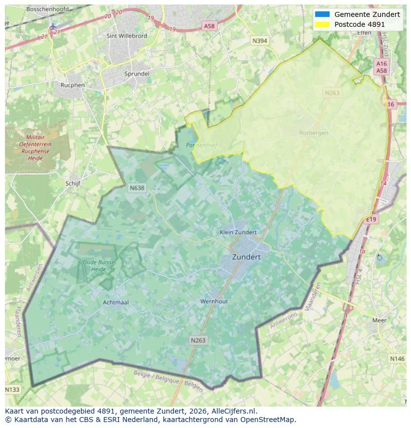 Postcodekaart voor 4891