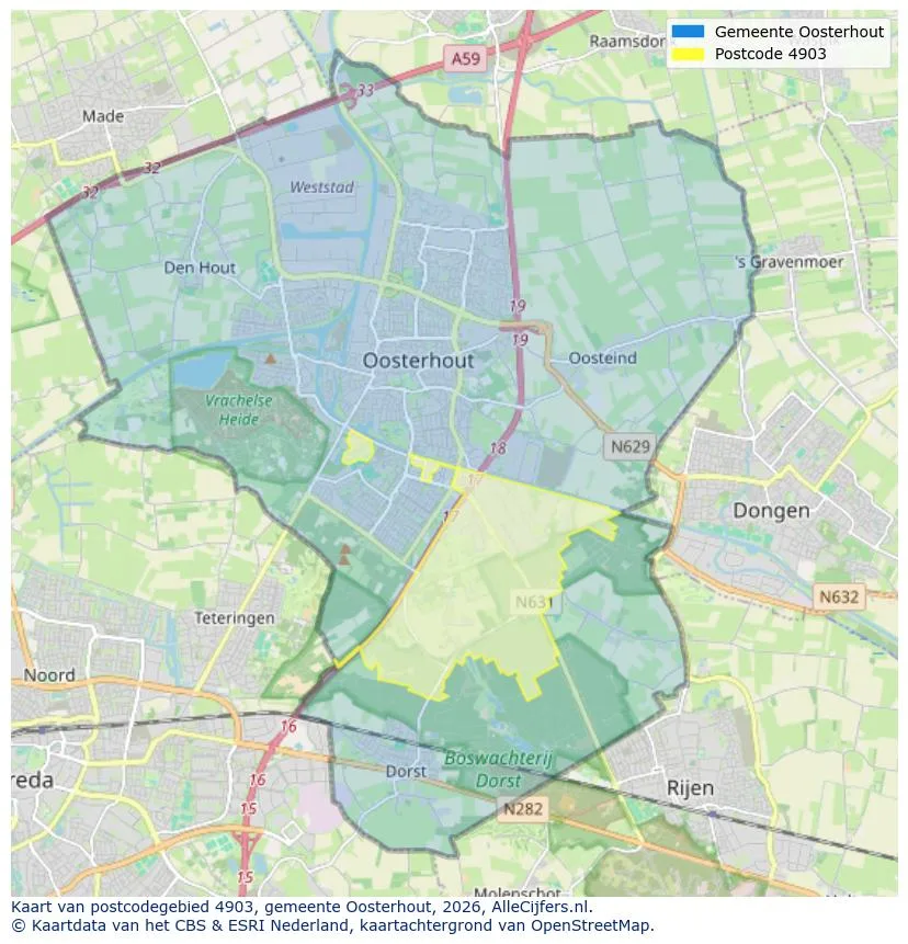 Postcodekaart voor 4903
