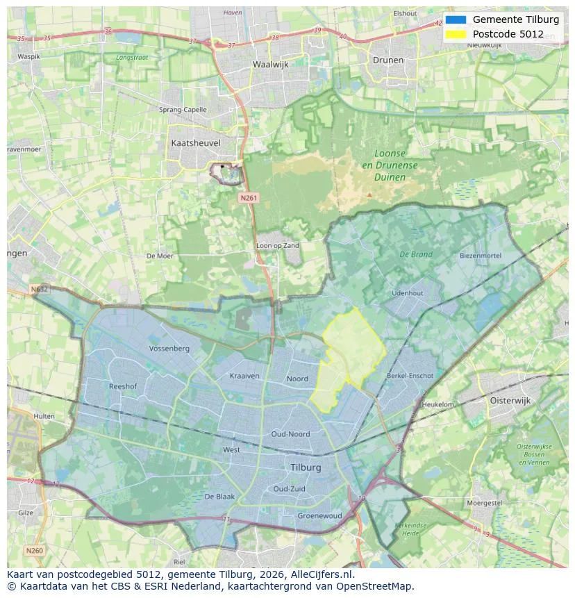 Postcodekaart voor 5012