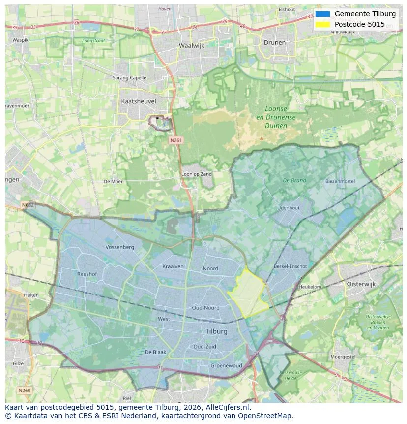 Postcodekaart voor 5015