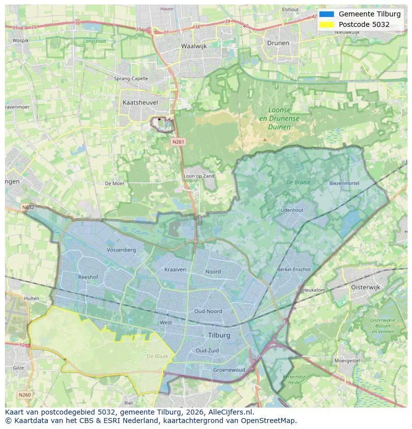 Postcodekaart voor 5032