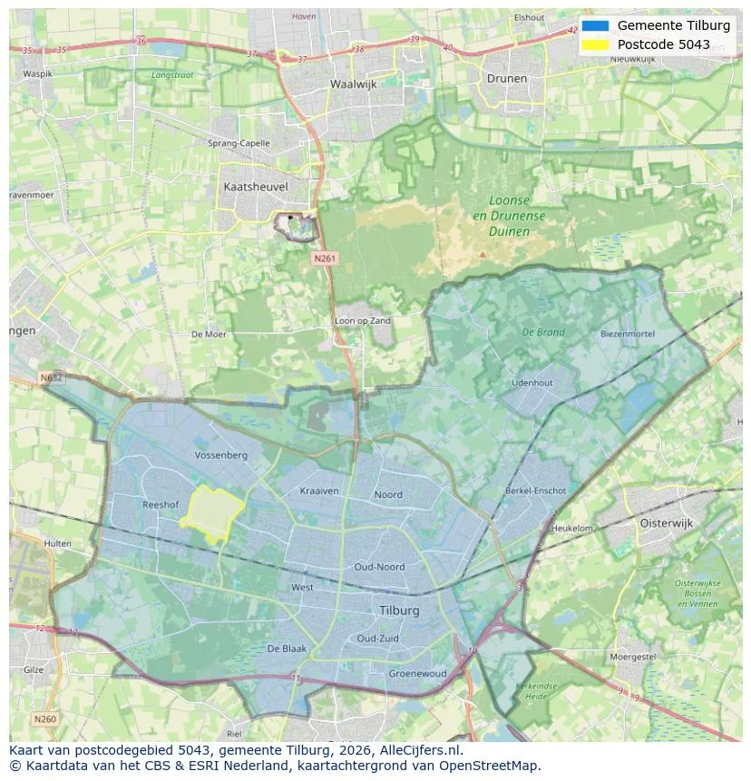 Mapa de códigos postales para 5043