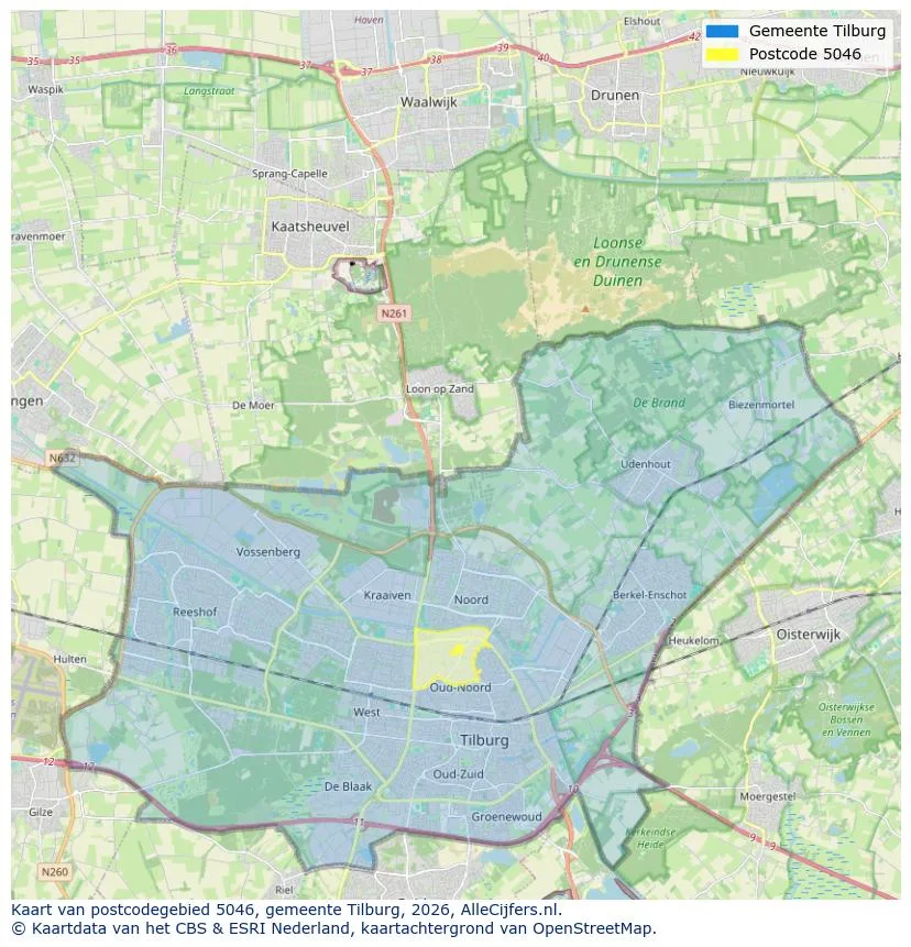 Postcodekaart voor 5046