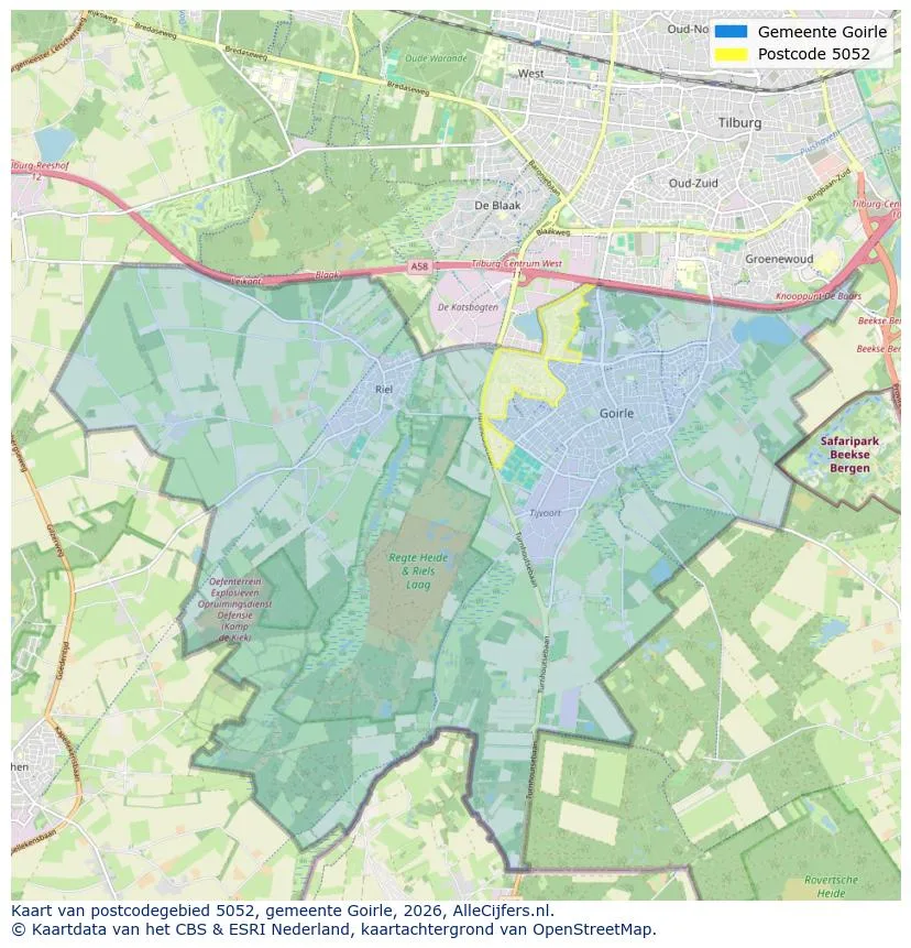Postcodekaart voor 5052
