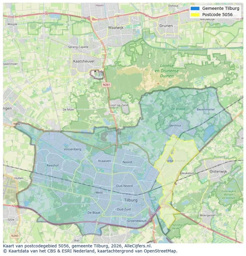 Postcodekaart voor 5056