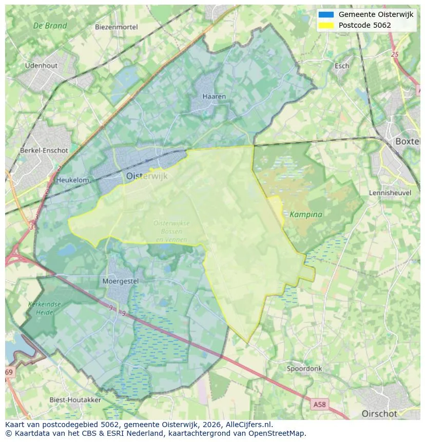 Postcodekaart voor 5062
