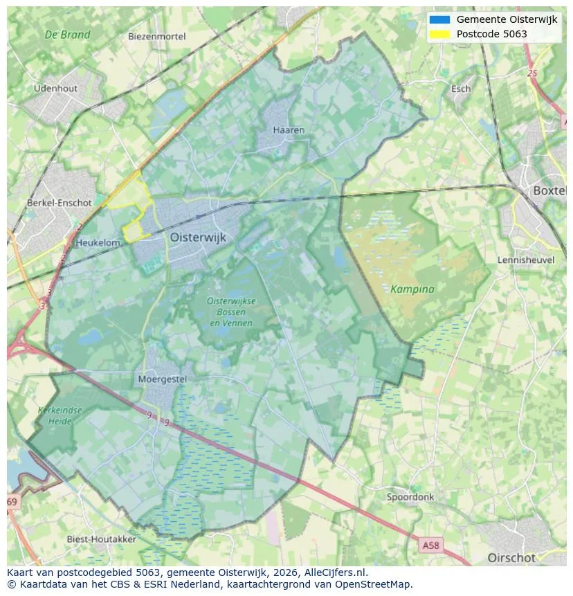 Postcodekaart voor 5063