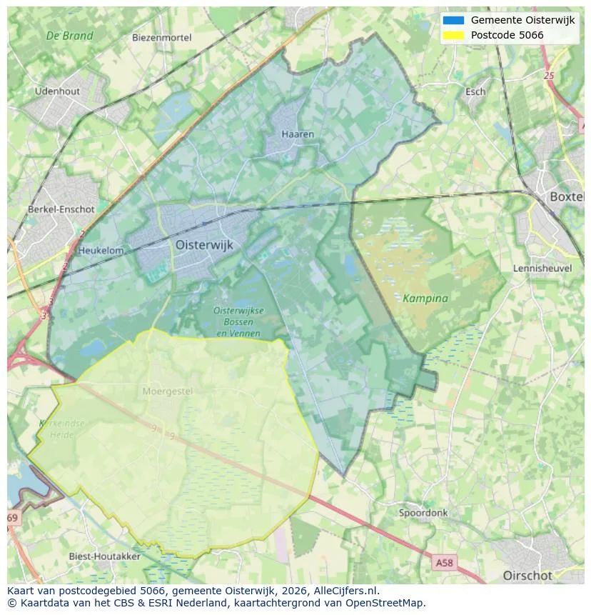 Postcodekaart voor 5066