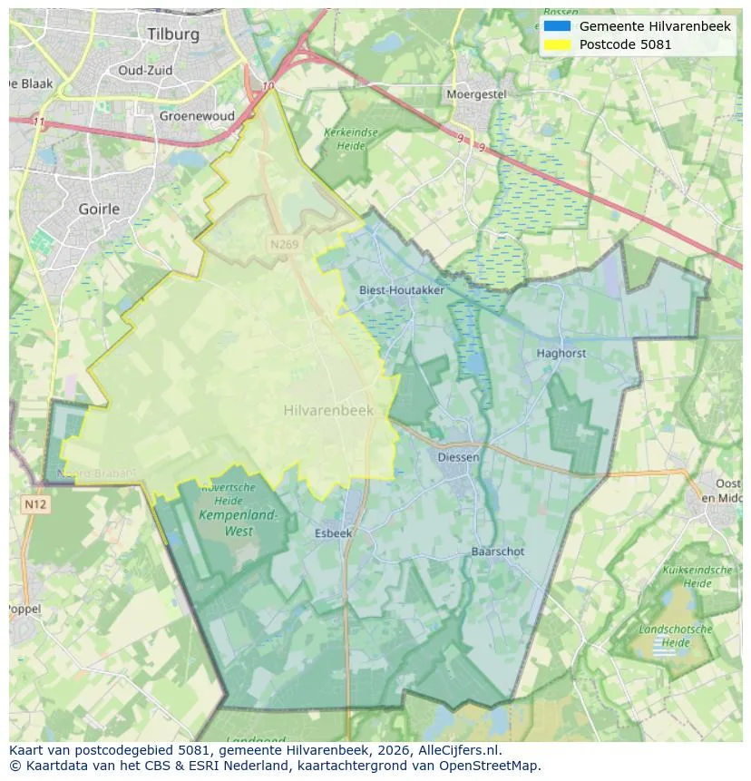 Postcodekaart voor 5081